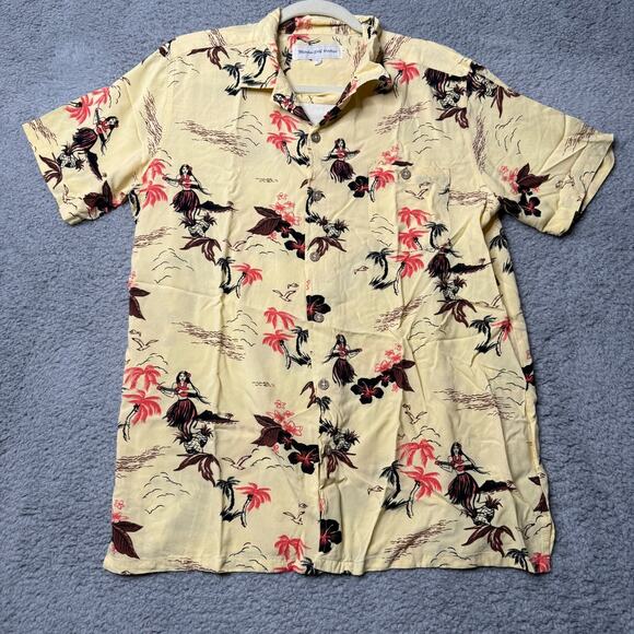 Molokai Surf Vintage Shirt Men's Large Yellow Hawaii Short Sleeve Button Up - Picture 1 of 5